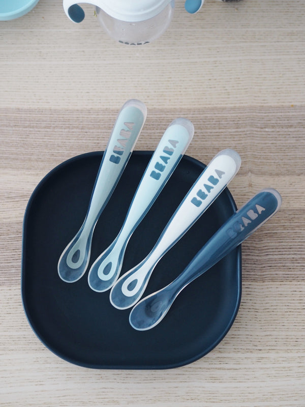 Load image into Gallery viewer, Béaba Ergonomic Silicone Spoons 4Pk Storm at Vendor Baby City
