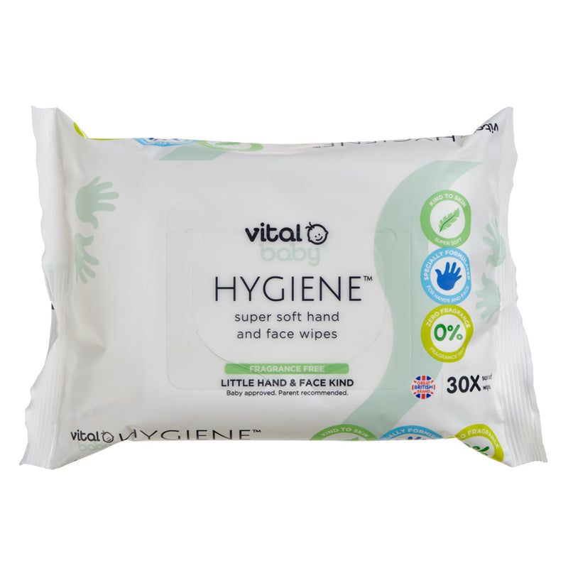 Vital Baby HYGIENE Super Soft Hand & Face Wipes Fragrance Free at Baby City