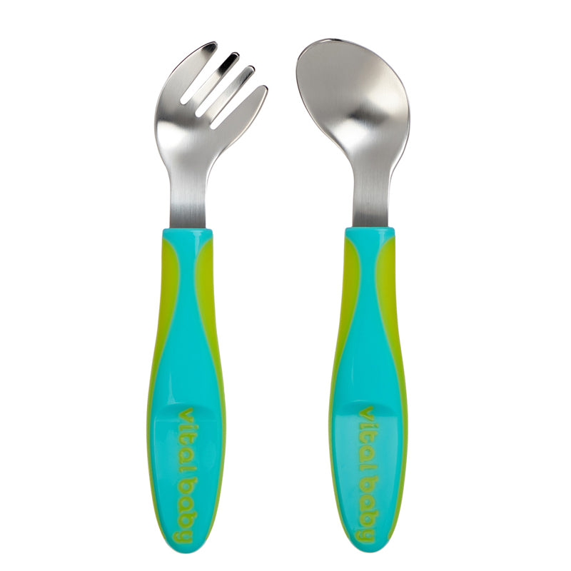 Vital Baby NOURISH Growing Up Angled Cutlery Pop 2Pk at Baby City