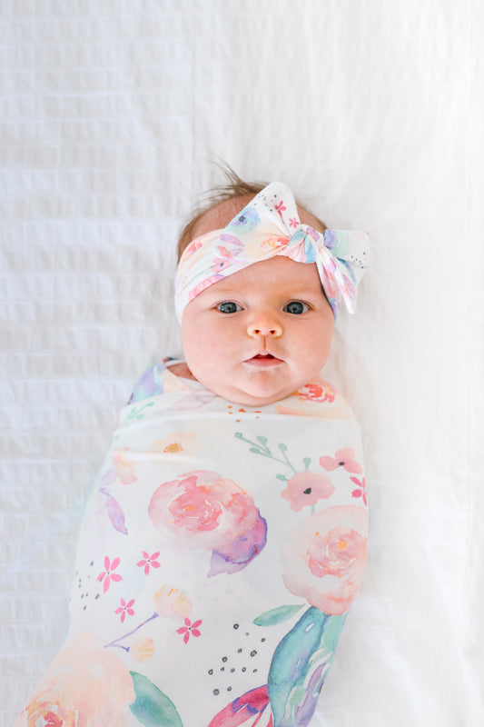 Copper Pearl Knitted Swaddle Blanket Bloom l To Buy at Baby City