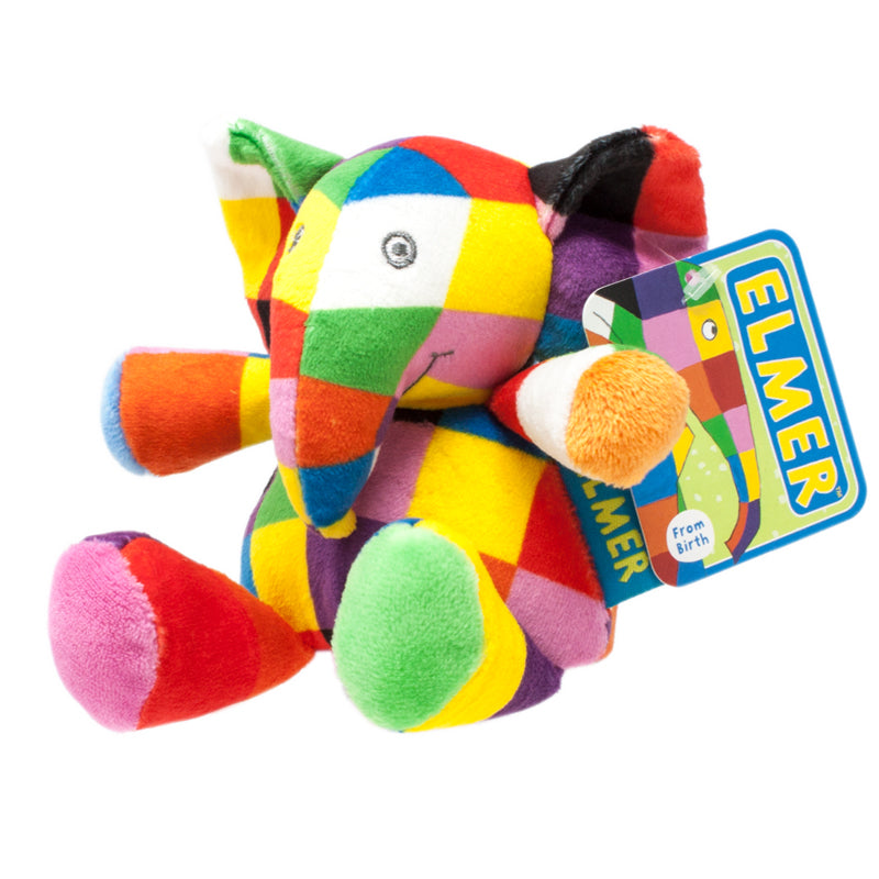 Elmer Plush Bean Rattle 12cm l Baby City UK Stockist