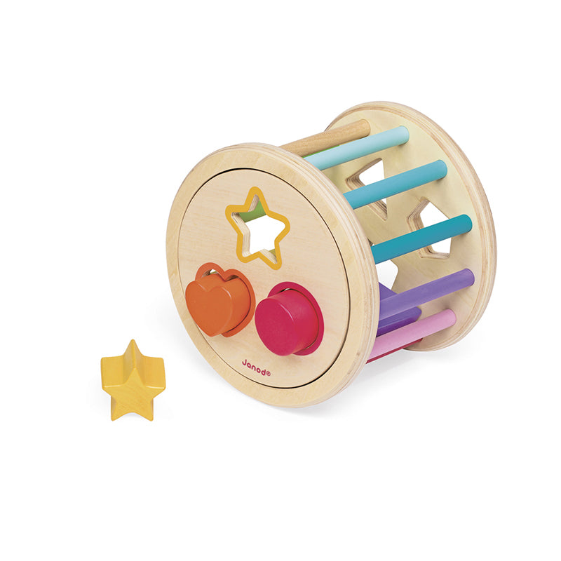 Janod I Wood Shape Sorter Drum l Baby City UK Stockist