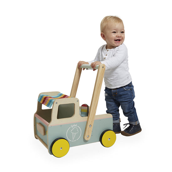 Janod Ice Cream Cart Push-Along Trolley l Baby City UK Stockist