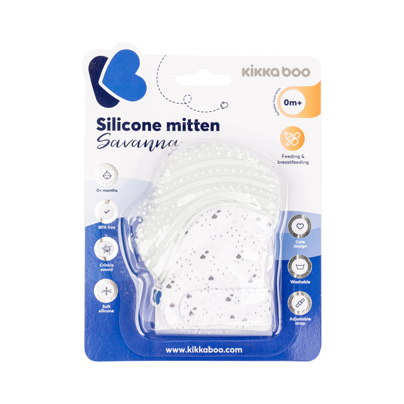 Kikka Boo Silicone Mitten Savanna Blue l Baby City UK Stockist