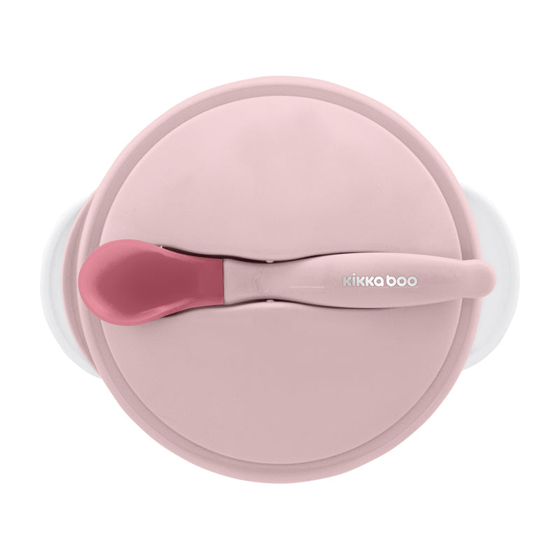 Load image into Gallery viewer, Kikka Boo Suction Bowl With Heat Sensing Spoon Pink l Baby City UK Stockist
