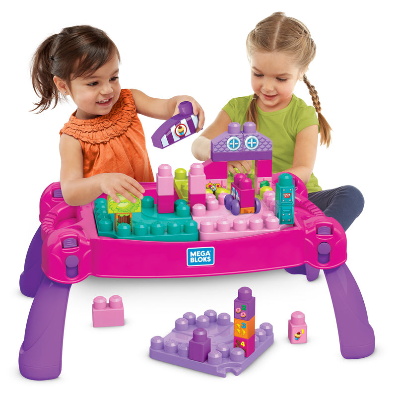 Load image into Gallery viewer, Mega Bloks Build N  Learn Table Pink l Baby City UK Stockist
